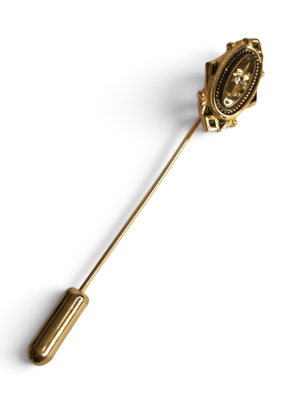 Avon Kensington Victorian Revival Gold‑Tone Unisex Stick Pin with Crystal Accent